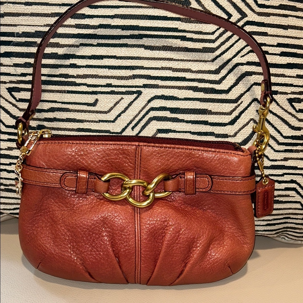 Coach Metallic Copper Wristlet with Gold Accents